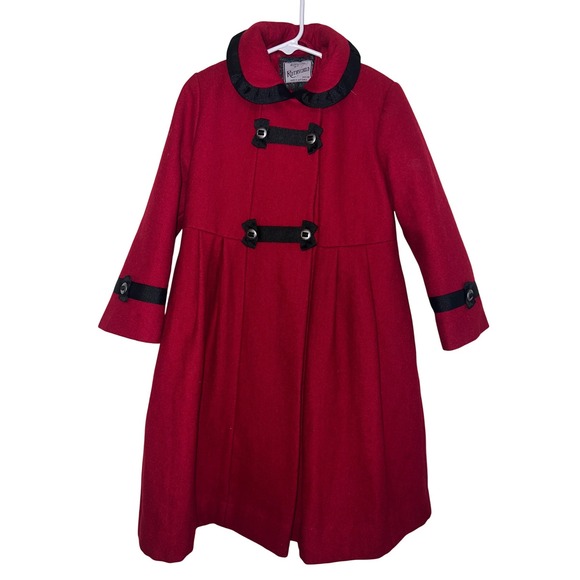 Rothschild Other - Rothschild Girls Red Wool Dress Coat Peter Pan Collar Vintage Holiday 6